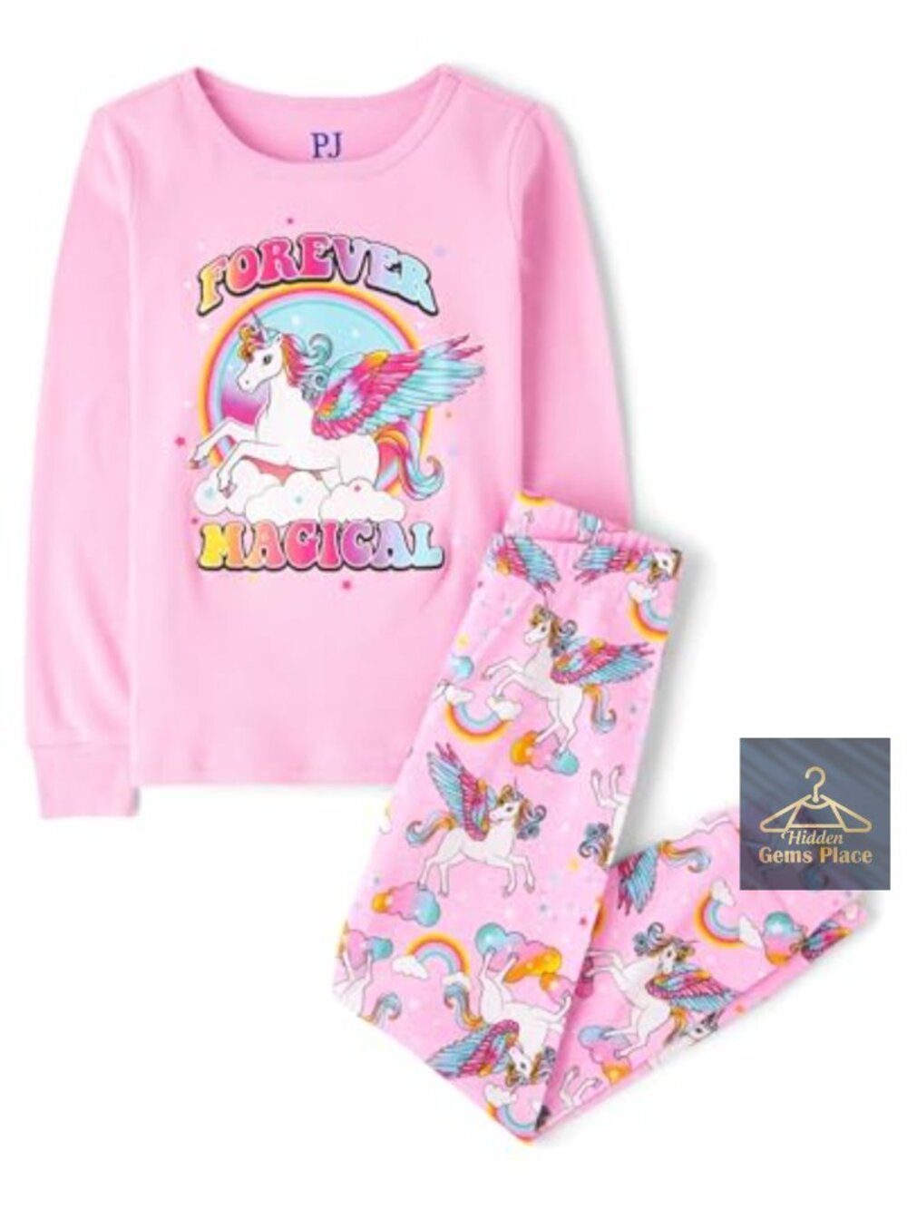 Girls 2 Piece Pajama Set 100% Cotton Long Sleeve Top Pants Snug Fit